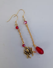 Load image into Gallery viewer, Gold Scarlet Spider Earrings
