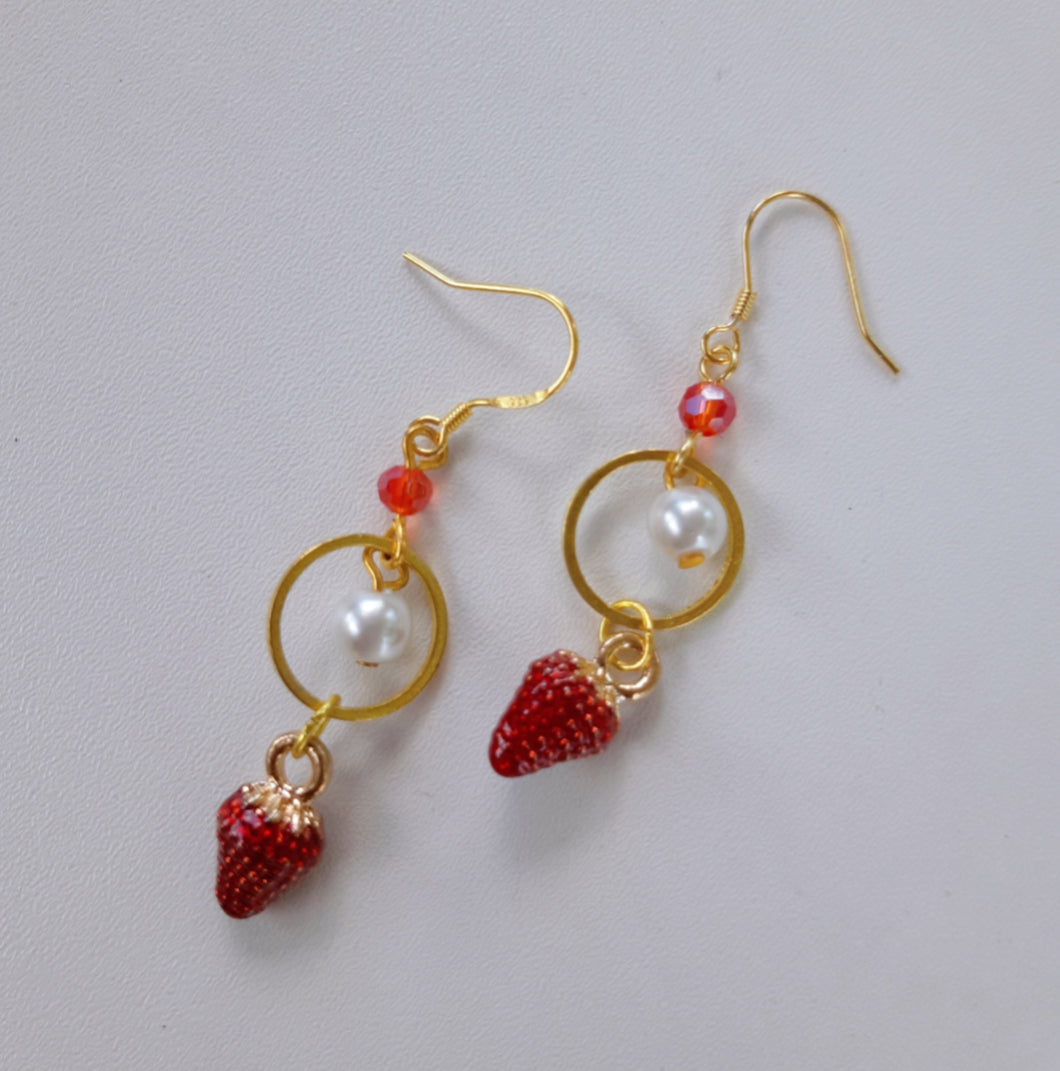Strawberries and Cream Mini Earrings