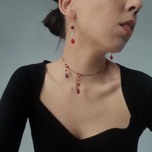 Alva Ruby Assymmetric Earrings